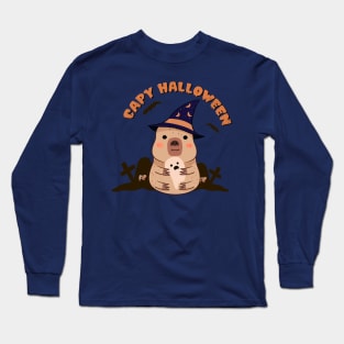 Capybara Halloween cute spooky Long Sleeve T-Shirt